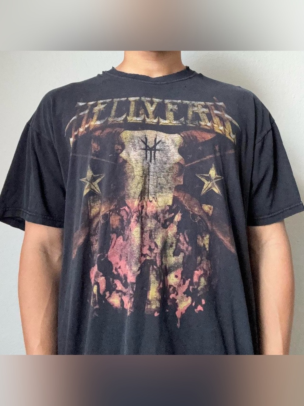 Vintage 2000s Hellyeah Heavy Metal Band Graphics Black Tee Shirt